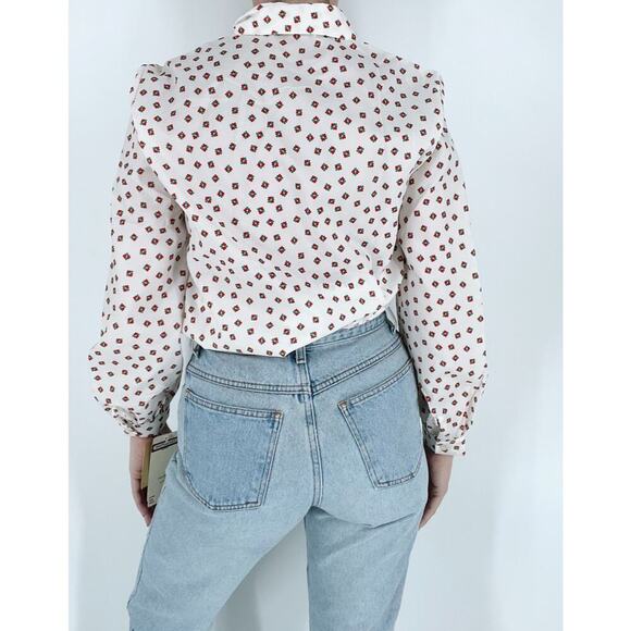 NWT Vintage 80s Smith & Jones Floral Button Down Blouse Size 10 - Picture 2 of 5